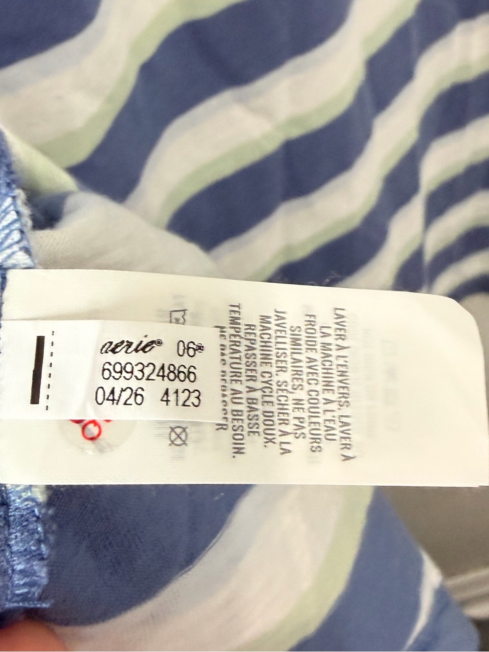 Aerie Happiest Oversized Polo T-Shirt NWT Medium Blue Green Striped Top - Picture 6 of 7